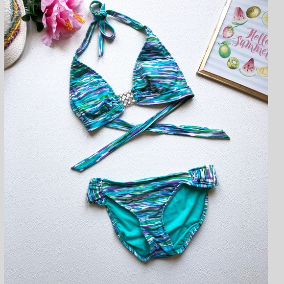 Mossimo Supply Co. Other - Mossimo swim suit abstract print halter bikini set